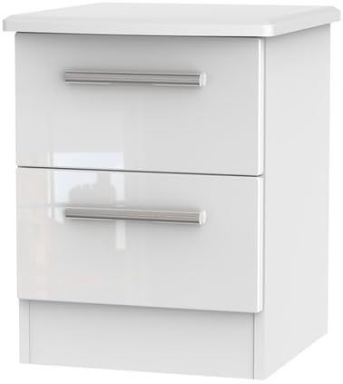Yaple Modern Design 2 Drawer Bedside Table with Metal Handle (Material: Wood, Fully Assembled) (White)