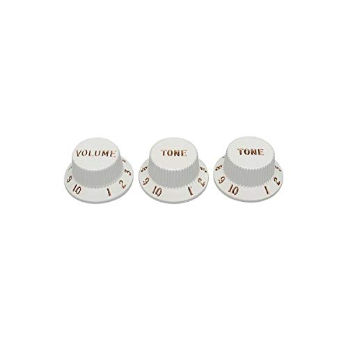 Fender Strat Pot Knobs Volume & Tone Set White 3x