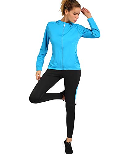 Activewear Sets for Women-Workout Clothes Gym Wear Tracksuits Yoga Jogging Outfit HoodieJacket Pant Legging 2PiecesSet Dodgerblue - Thumbnail 2