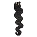 Fshine Body Wave Clip In Human Hair Extensions 12 Inch Natural Black Clip In Hair Extensions for Women 7 Pcs 100 Gram Full Head Clip Ins Wavy Hair Extensions Double Wefted