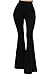 Vivicastle Women's USA Boho Solid Hippie Wide Leg Flared Bell Bottom Pants (Black, Large, l)