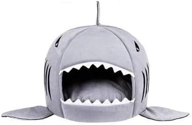 Grey Shark Bed for Small Cat Dog Cave Bed With Removable Cushion,waterproof Bottom