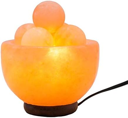 PRISM SALT Himalayan Salt Bowl for Back, Legs, Neck and Feet Massage with Salt Round Massage Balls, Elegant Wood Base, 25W Bulb and Electric-Cord Included