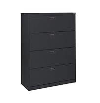 Sandusky 400 Series Black Steel Lateral File Cabinet with Plastic Handle, 30