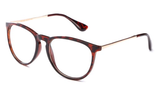 IG Unisex Over Sized Round Metal Frame High Fashion Clear Lens Glasses in Tortoise/Gold