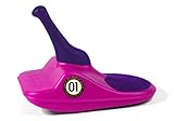 Zipfy Two Tone Series Luge Snow Sled for Kids and Adults, Plastic Winter Toboggan Snow Sled with Steering Handle, Purple on Pink