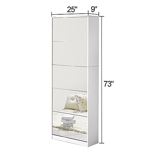 GLS Floor Standing Full Length Mirror Shoe Tier Closet Shoe