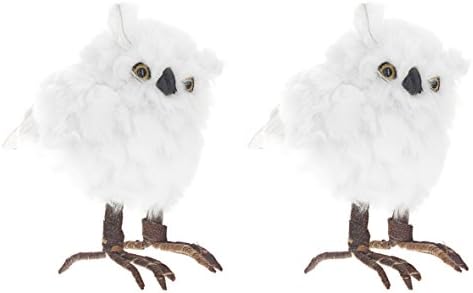 Set of 2 Regency 8" Furry Snowy Owl Figurines