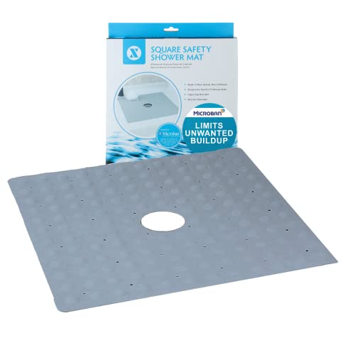 SlipX Solutions MicrobanInfused Rubber Shower Mat, 21" x 21" Anti