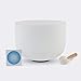 TOPFUND G Note Crystal Singing Bowl Throat Chakra 10 inch with Heavy Duty Carrying Case and Suede Mallet