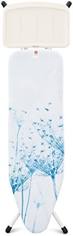 Brabantia - Ironing Board B - Extra Large Steam Iron Rest - Adjustable in Height - Non-Slip Rubber Feet - Cotton Cover with Foam Layer - Foldable Unit - Cotton Flower - 124x38 cm