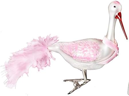 Decorazioni Per Menu Di Natale.Dekohelden24 Lauschaer Decorazione Per Albero Di Natale A Forma Di Cicogna O Palline In Vetro Soffiato Decorata A Mano Motivo Sul Menu A Tendina Storch Rosa Amazon It Casa E Cucina