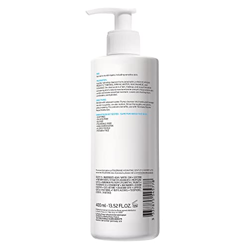 LA ROCHE-POSAY TOLERIANE HYDRATING GENTLE FACE CLEANSER, DAILY FACIAL CLEANSER WITH NIACINAMIDE AND CERAMIDES FOR SENSITIVE SKIN, MOISTURIZING FACE WASH FOR NORMAL TO DRY SKIN, FRAGRANCE FREE