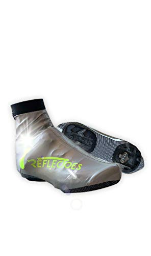 ReflecToes Full Reflective Winter Cycling Shoe Covers for Cycling - Version 2 - Waterproof, Windproof Overshoes with 4-Way Stretch Material, Rear Zipper & BioMotion Technology - for Men & Women (L)