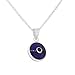 My Daily Styles 925 Sterling Silver Dark Blue Glass Evil Eye Pendant Necklace Chain Adjustable 18