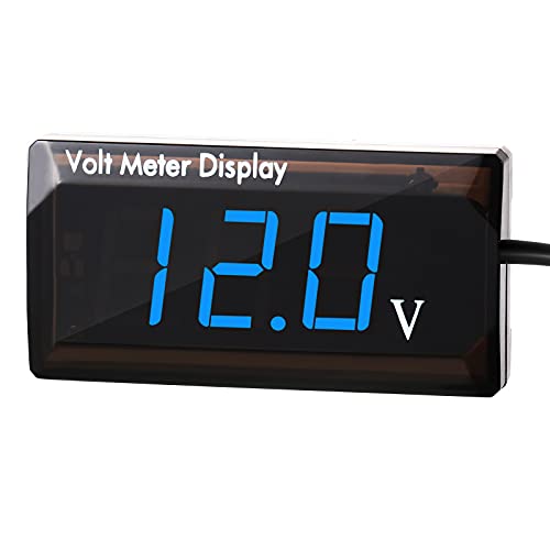 Weewooday DC 12V Voltmeter Gauge, LED Display Digital Voltmeter, 4-28V Voltage Meter for Vehicle Motorcycle Truck ATV SUV