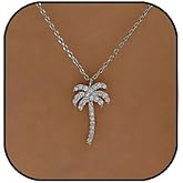 FUTIMELY Palm Coconut Tree Pendant Necklace for Women Stainless Steel Tropical Pendant Rope Chain Necklace Hawaiian Beach Jewelry Gifts