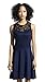 Sylvestidoso Women's A-Line Sleeveless Pleated Little Dark Navy Blue Cocktail Party Dress with Black Floral Lace (S, Navy)