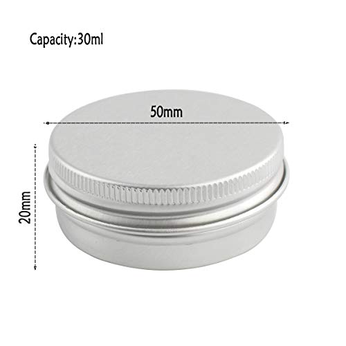 Wobe 40 Pack 1 oz Aluminum Round Tin Cans Screw Top Lip Balm Tin Containers Bottle with Screw Thread Lid Metal 30ml for Store Spices Candies Tea Pills Crafts Gift Giving