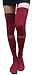 AM Landen Cotton Thigh Highs Socks Over Knee Socks Leg Warmer(Black+Burgundy, XL-Wide)