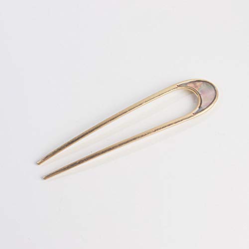 LEORX 2pcs U Shaped Hair Stick Retro Metal Hair Fork Stylish Hair Accessories for Women (Assorted Color Shell)