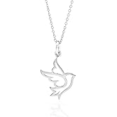 Sterling Silver Small Dove Bird Charm Necklace, 18"