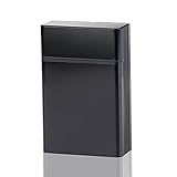 Tinksky Cigarette Case Lightweight Aluminium Silver Cigarette Box Cigar Protective Cover (Black) - Gifts for Men