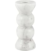 47th & Main Modern Marble Candle Holder for Taper Candle Bubble Candlestick Candleholder, Large, White