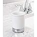iDesign York Ceramic Tumbler Cup for Bathroom Vanity Countertops - White/Chrome