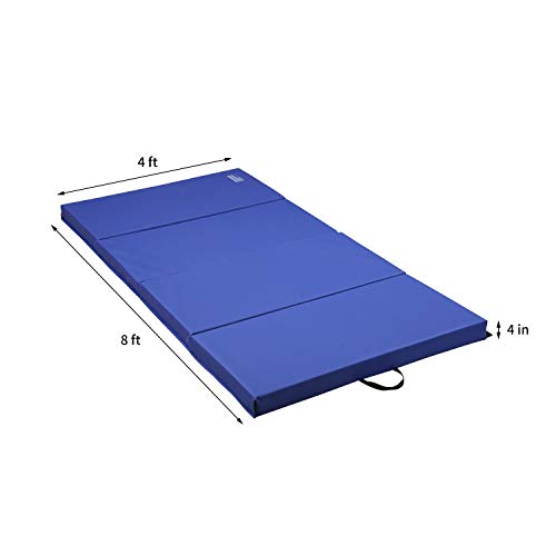 ZENOVA Extra Thick 4'' (10cm) Gymnastics Landing Mat Heavy Duty Folding Gymnastic Mat 8 FT Thick Surface Tumbling Mats