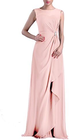 Formal Bridesmaid Dress Chiffon Special Occasion Long Mother Of The Bride Groom Dress, Color Baby Pink,12