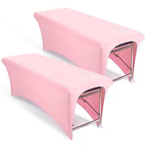 Noverlife 2PCS Stretchy Massage Bed Fitted Cover, 6FT Protective Fitted Spa Esthetician Table Sheets for Lash Bed, Massage Spa Table Covers for Esthetician Tattoo Waxing Lash Salon - Pink
