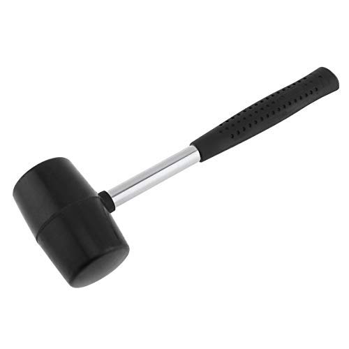 OriGlam Black Rubber Mallet Rubber Hammer, Soft-Face Hammer Deadhead Rubber Mallet, Anti-Slip Stainless Steel Tube, Rubber Handle Rubber Head Mallet Grip for All Jobs DIY Hand Tool