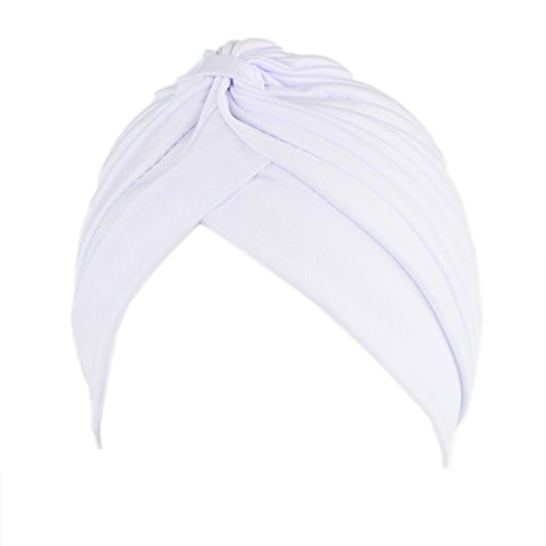 KINGREE Chemo Cap,Turban Headwear,Multi Function Headwrap and Chemo Hats for Hairloss(White)