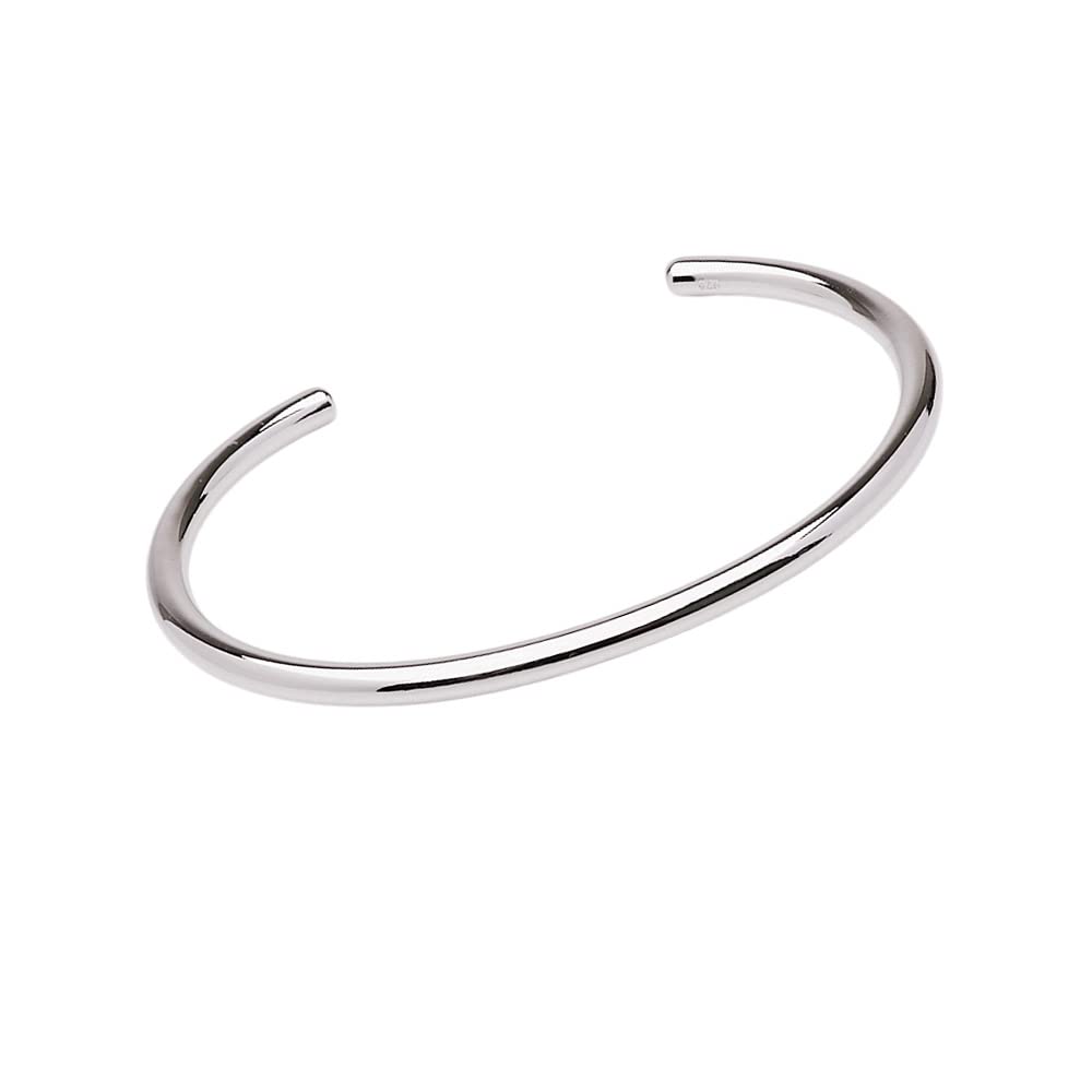 Treasure Bay Men's Solid 925 Sterling Silver Torque Bangle Bracelet - Plain 3.1mm Silver Bracelet for Men