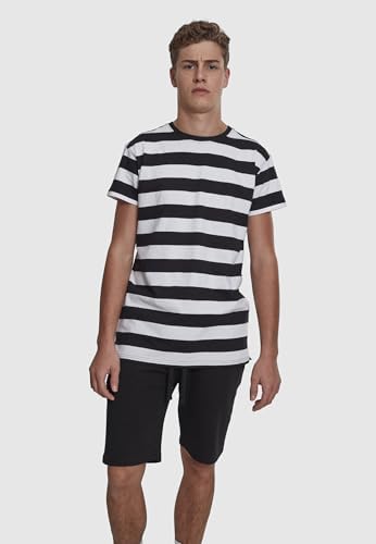 Herren Block Stripe Tee T-Shirt, Blk/Wht, Medium (Herstellergröße: M)