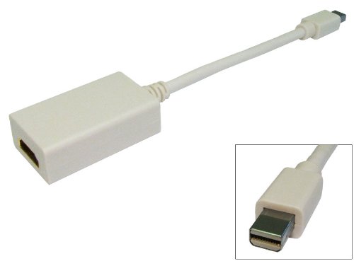 World of Data Mini Display Port (Male) to HDMI (Female) Cable For Apple MAC ~ Display Adapter~ Signal Converter ~ White Coloured ~ 20cm/0.2m ~ Video Output Lead ~ Display Port Adapter