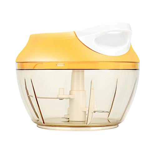 Puyujin Manual Food Chopper, Vegetable Fruits Nuts Onions Chopper Hand Pull Mincer Blender Mixer Food processor (Yellow)