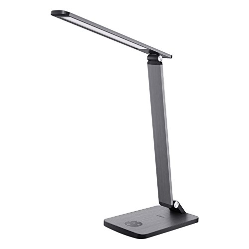 AUKEY Desk Lamp, 10W Premium Metal LED Table Lamp with High-Speed 5V 2.4A USB Charging Port, Stepless Brightness and Color Temperature, Touch Control, Timer, and Memory Function