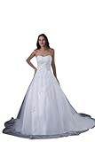 Miranda Women's Sleeveless Bead Empire Tulle Wedding Bridal Dress Size 8 White
