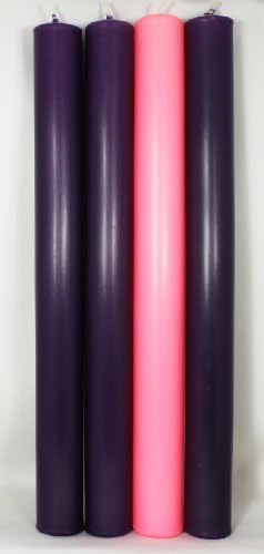 1.5" X 15" Church Advent Candle Set - Purple and Pink