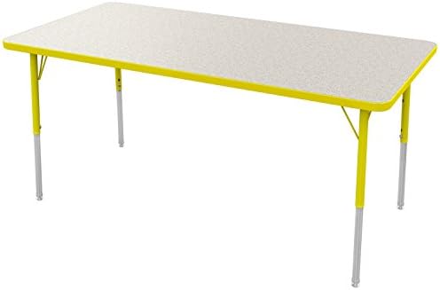 Marco Group 2200 Series Rectangle Activity Table with Swivel Glides,  Gray Glace Top/ Yellow Edge and Yellow Toddler Legs,  30-Inch by 48-Inch