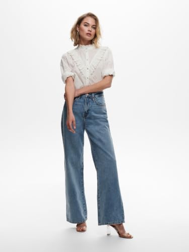 ONLHope Life Wide High Waist Jeans - Vaqueros de Corte Ancho para Mujer, Mezclilla De Color Azul Claro, 28W x 32L