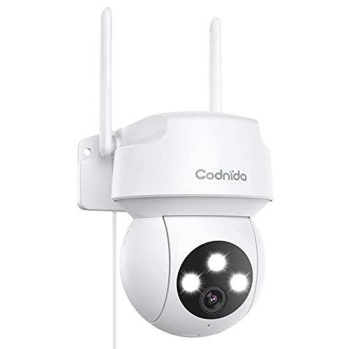 Security Camera Outdoor, Codnida Pan Tilt Security Camera 360°View, 2K