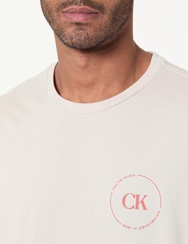 Camiseta de Manga Corta Hombre con Logotipo, Beige (Oatmeal), M