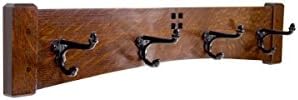 Arts and Crafts Style 24 Inch 4 Cast Iron Hook Coat Rack