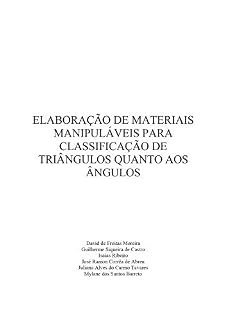 Livro Elaboração de materiais manipuláveis para classificação de triângulos quanto aos ângulos