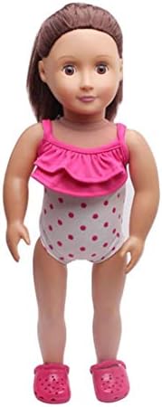 Dinglong One-piece Swimwear Summer Swimsuit Dress Outfit for 18 Inch American Girl Our Generation Doll (Pink)