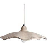 SUZEPER 16 Inch Large Modern Pendant Light-Japanese Concrete Lotus Flower Pendant Light,Grey Cement Ceiling Hanging Lights,Su