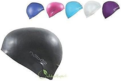 Jewelryfinds Nabaiji Latex Silicone Swim Swimming Cap For Junior Adult Black White Blue Pink
